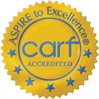 CARF Accredited Aspire to Excellence seal